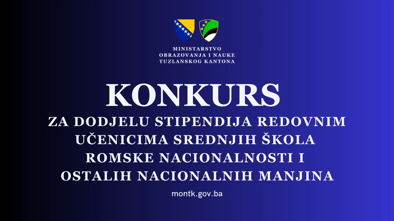 Konkurs za dodjelu stipendija redovnim učenicima srednjih škola romske nacionalnosti i ostalih nacionalnih manjina